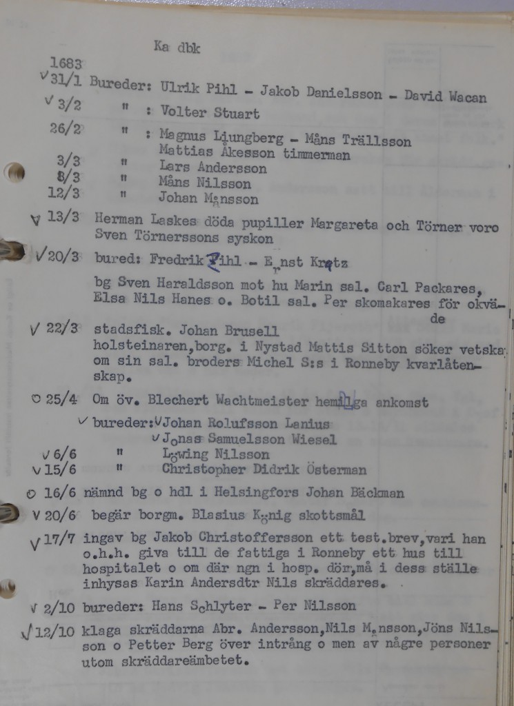 Utdrag ur Karlskrona rådhusrätts dombok 1683